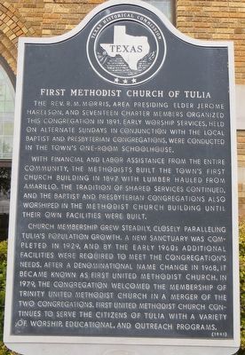 First Methodist Church of Tulia Marker image. Click for full size.