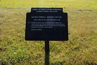 Captain Thomas E. Jackson's Battery Marker. Click for full size. Captain Thomas E. Jackson's Battery Marker image. Click for full size.