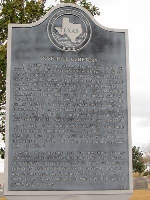 Rose Hill Cemetery Marker. Click for full size. Rose Hill Cemetery Marker image. Click for full size.