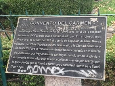 The Del Carmen Convent Marker image. Click for full size.