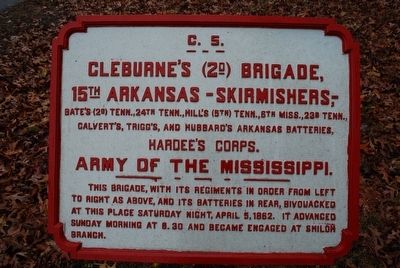 Cleburne's (2d) Brigade Marker. Click for full size. Cleburne's (2d) Brigade Marker image. Click for full size.