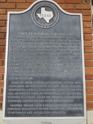The Santa Fe Railroad in Plainview Marker image. Click for full size.