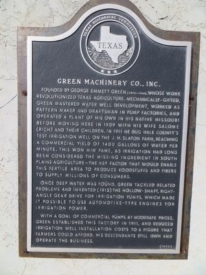 Green Machinery Co., Inc. Marker image. Click for full size.