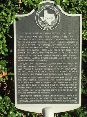 Pleasant Retreat United Methodist Church Marker image. Click for full size.