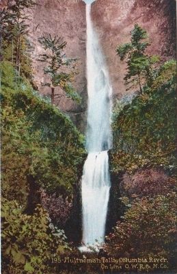 <i>Multnomah Falls, Columbia River. On Line O.W.R. & N. Co.</i> image. Click for full size.