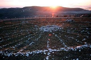 The Bighorn Medicine Wheel at Summer Solstice Sunrise. image. Click for full size.