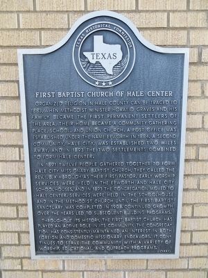 First Baptist Church of Hale Center Marker image. Click for full size.