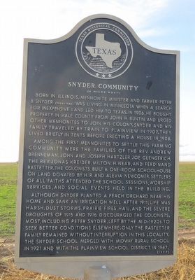 Snyder Community Marker. Click for full size. Snyder Community Marker image. Click for full size.