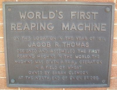 World's First Reaping Machine Marker image. Click for full size.