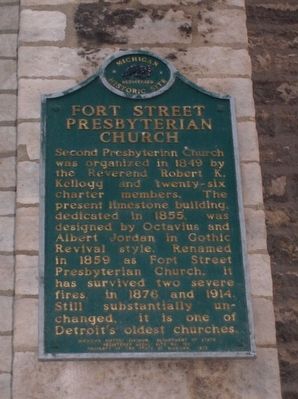 Fort Street Presbyterian Church Marker. Click for full size. Fort Street Presbyterian Church Marker image. Click for full size.