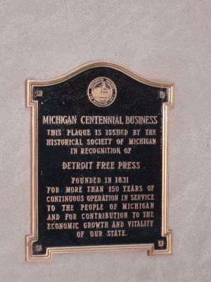 The Detroit Free Press centennial business marker image. Click for full size.