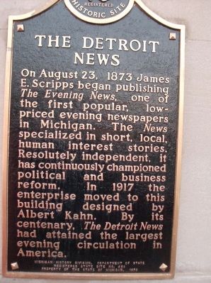 The Detroit News Marker image. Click for full size.