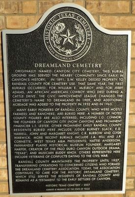 Dreamland Cemetery Marker image. Click for full size.