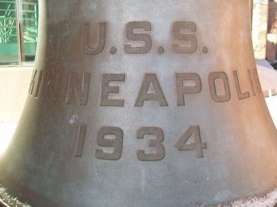 USS Minneapolis (CA-36) Bell Detail image. Click for full size.