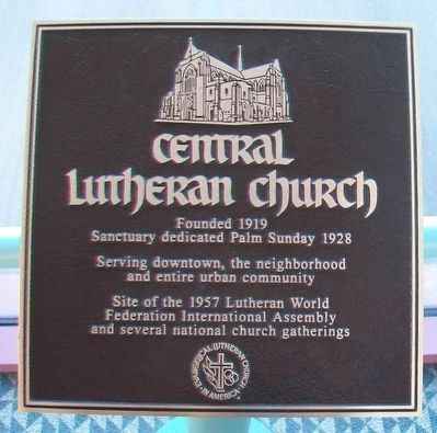 Central Lutheran Church Marker image. Click for full size.