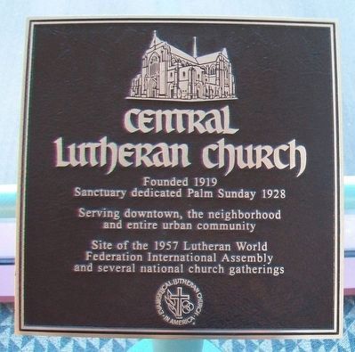 Central Lutheran Church Marker image. Click for full size.