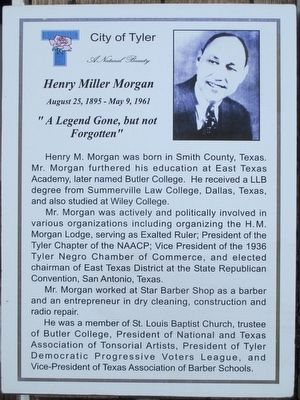 City of Tyler Henry Miller Morgan Plaque image. Click for full size.