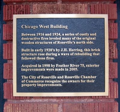 Chicago West Building Marker. Click for full size. Chicago West Building Marker image. Click for full size.