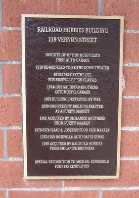 Railroad Hobbies Building Marker. Click for full size. Railroad Hobbies Building Marker image. Click for full size.