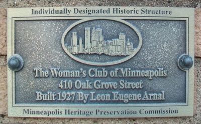 The Woman's Club of Minneapolis Marker. Click for full size. The Woman's Club of Minneapolis Marker image. Click for full size.