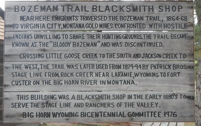 Bozeman Trail Blacksmith Shop Marker image. Click for full size.