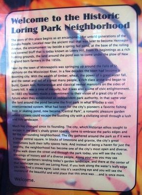 Welcome to the Historic Loring Park Neighborhood Marker image. Click for full size.