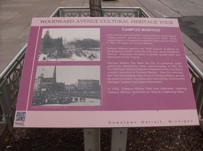 Woodward Avenue Cultural Heritage Tour - Campus Martius Marker. Click for full size. Woodward Avenue Cultural Heritage Tour - Campus Martius Marker image. Click for full size.