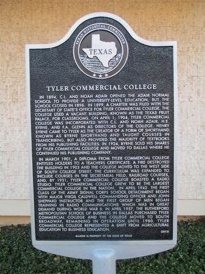 Tyler Commercial College Marker image. Click for full size.