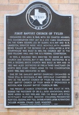 First Baptist Church of Tyler Marker image. Click for full size.