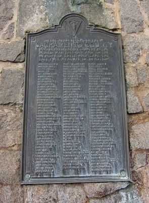 Sacramento County WW I Veterans Memorial Marker. Click for full size. Sacramento County WW I Veterans Memorial Marker image. Click for full size.