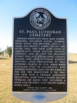 St. Paul Lutheran Cemetery Marker image. Click for full size.