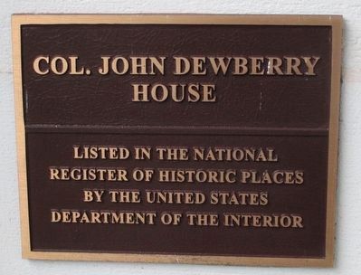 Dewberry Plantation House National Register Plaque. Click for full size. Dewberry Plantation House National Register Plaque image. Click for full size.