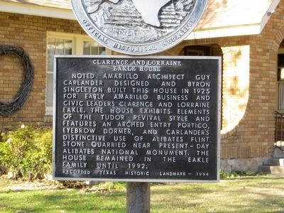 Clarence and Lorraine Eakle House Marker image. Click for full size.