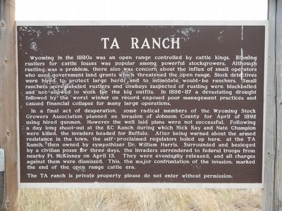 TA Ranch Marker. Click for full size. TA Ranch Marker image. Click for full size.