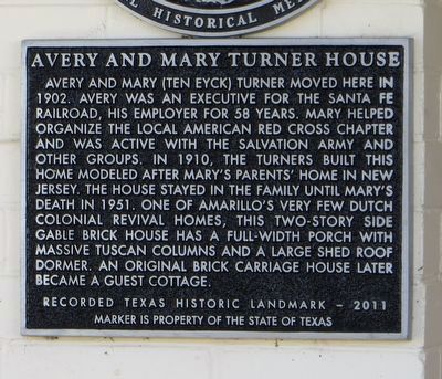 Avery and Mary Turner House Marker image. Click for full size.