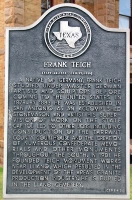 Frank Teich Texas Historical Marker image. Click for full size.