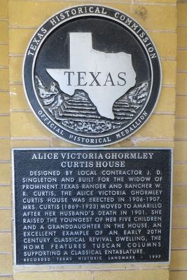 Alice Victoria Ghormley Curtis House Marker image. Click for full size.