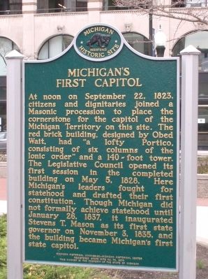 Michigan's First Capitol/Capitol Union School Marker image. Click for full size.