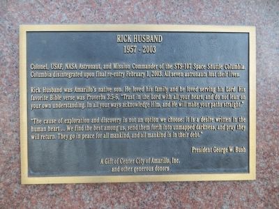 Rick Husband Marker. Click for full size. Rick Husband Marker image. Click for full size.