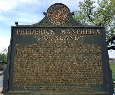 Frederick Manfred’s “Siouxland” Marker, Side 2 image. Click for full size.
