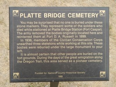 Platte Bridge Cemetery Marker image. Click for full size.