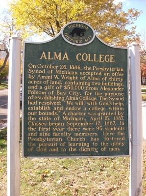 Alma College Marker. Click for full size. Alma College Marker image. Click for full size.