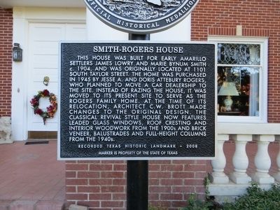 Smith-Rogers House Marker image. Click for full size.