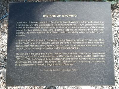 Indians Of Wyoming Marker. Click for full size. Indians Of Wyoming Marker image. Click for full size.