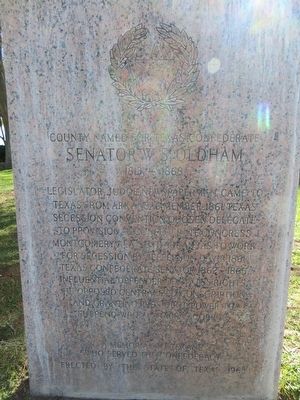 Senator W. S. Oldham Marker. Click for full size. Senator W. S. Oldham Marker image. Click for full size.