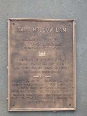 Dale Hollow Dam Marker. Click for full size. Dale Hollow Dam Marker image. Click for full size.