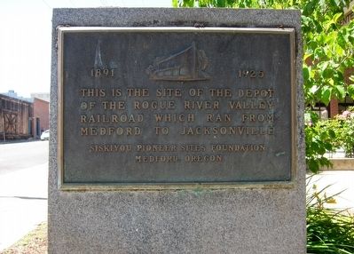 Rogue River Valley Railroad Depot Marker. Click for full size. Rogue River Valley Railroad Depot Marker image. Click for full size.