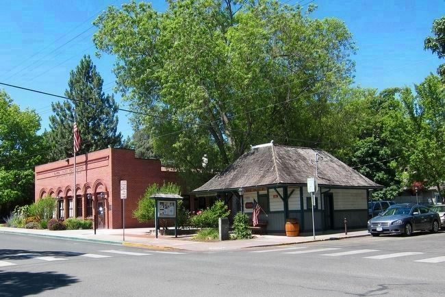 Rogue River Valley Railroad Depot Marker - Wide View. Click for full size. Rogue River Valley Railroad Depot Marker - Wide View image. Click for full size.