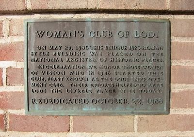 Woman's Club of Lodi Marker image. Click for full size.