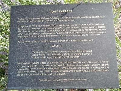 Pony Express Marker image. Click for full size.